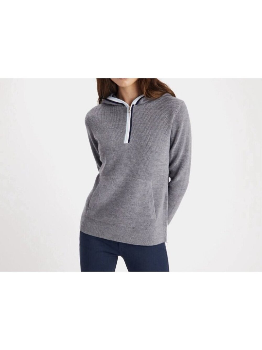 G/FORE LADIES GOLF WAFFLE STITCH MERINO WOOL QUARTER ZIP SWEATER GRE NWOT M $300
